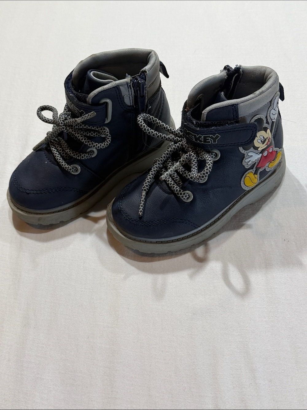 Disney Navy and Gray Mickey Toddler Boots with Yellow Accent